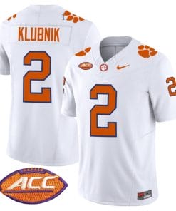 Cade Klubnik Jersey #2 Clemson Tigers Vapor Limited Acc Patch College Football Stitched White