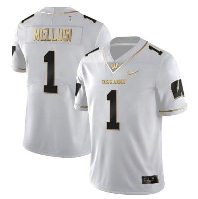 Chez Mellusi Jersey #1 Wisconsin Badgers Gold Vapor College Football White Gold