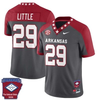 Cam Little Jersey #29 Arkansas Razorback Football Arkansas State Patch Red Alternate