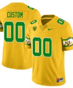 Custom Oregon Ducks Jersey Name and Number ‘Mighty Oregon’ Throwback Football Style 2 Yellow