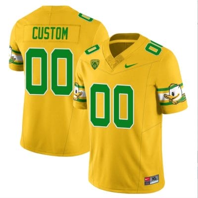 Custom Oregon Ducks Jersey Name and Number ‘Mighty Oregon’ Throwback Football Style 2 Yellow