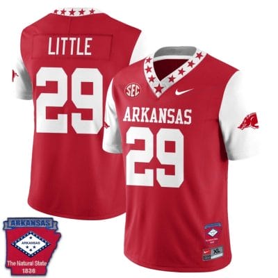 Cam Little Jersey #29 Arkansas Razorback Football Arkansas Patch White Sleeves