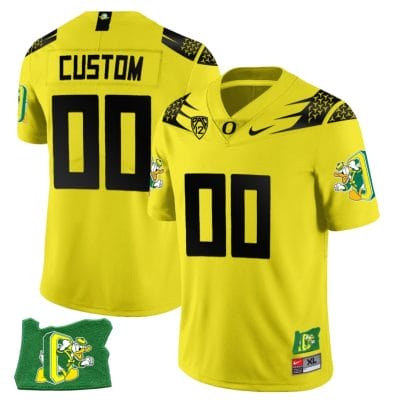 Custom Oregon Ducks Jersey Oregon State Patch Name and Number Football Yellow 10 Custom Oregon Ducks Jersey Oregon State Patch Name and Number Football Yellow