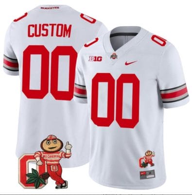 Custom Ohio State Buckeyes Jersey Name and Number Mascot Patch College Football White 8 Custom Ohio State Buckeyes Jersey Name and Number Mascot Patch College Football White