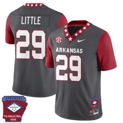 Cam Little Jersey #29 Arkansas Razorback Football Arkansas State Patch Red Sleeves
