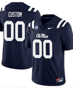 Custom Ole Miss Rebels Jersey Name and Number Football Vapor Limited All Stitched Navy