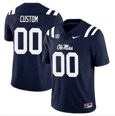 Custom Ole Miss Rebels Jersey Name and Number Football Vapor Limited All Stitched Navy