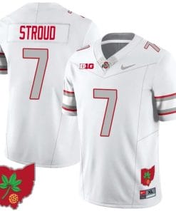 CJ Stroud Jersey #7 Ohio State Buckeyes Football Stitched Ohio Map Patch White