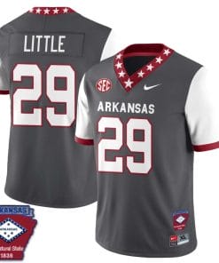 Cam Little Jersey #29 Arkansas Razorback Football Arkansas State Patch White Sleeves