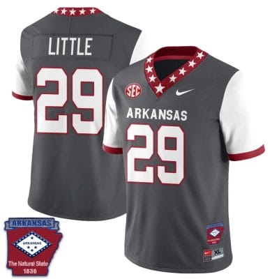 Cam Little Jersey #29 Arkansas Razorback Football Arkansas State Patch White Sleeves