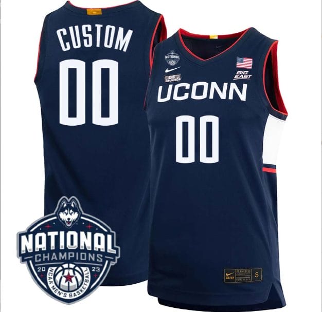Custom UConn Huskies Basketball Jersey Name and Number 2023 National Champions College Basketball Navy 1 Custom UConn Huskies Basketball Jersey Name and Number 2023 National Champions College Basketball Navy