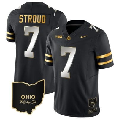CJ Stroud Jersey #7 Ohio State Buckeyes College Football Stitched Vapor Limited Gold Ohio Patch Black Limited 8 CJ Stroud Jersey #7 Ohio State Buckeyes College Football Stitched Vapor Limited Gold Ohio Patch Black Limited