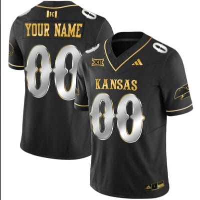 Custom Kansas Jayhawks Jersey Blackhawk Name and Number Vapor Limited Football Stitched Black Limited