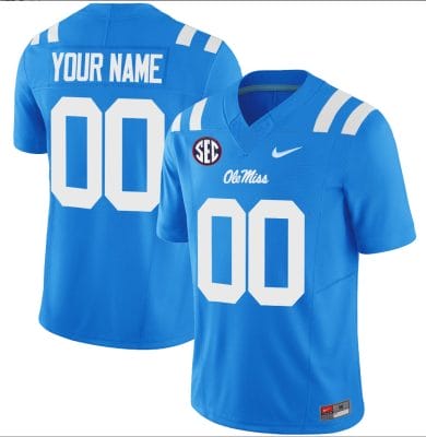 Custom Ole Miss Rebels Jersey Name and Number Football Vapor Limited All Stitched Powder Blue