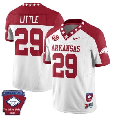 Cam Little Jersey #29 Arkansas Razorback Football Arkansas Patch White Alternate