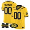 Custom Michigan Wolverines Jersey Name and Number 1000 Wins Patch Vapor Limited Football Maize