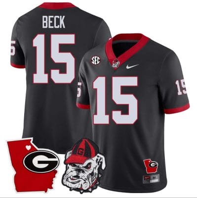 Carson Beck Jersey #15 Georgia Bulldogs Georgia State Map College Football Stitched Black