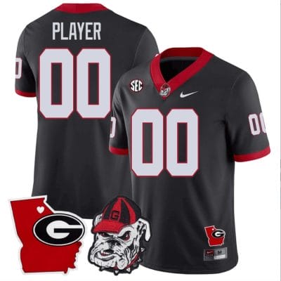 Custom Georgia Bulldogs Jersey Name and Number Georgia State Map College Football Stitched Black 8 Custom Georgia Bulldogs Jersey Name and Number Georgia State Map College Football Stitched Black