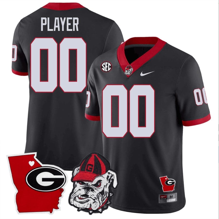 Custom Georgia Bulldogs Jersey Name and Number Georgia State Map College Football Stitched Black 1 Custom Georgia Bulldogs Jersey Name and Number Georgia State Map College Football Stitched Black