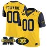 Custom Michigan Wolverines Jersey Name and Number 1000 Wins Patch Vapor College Football Navy Sleeves