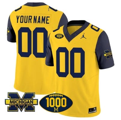 Custom Michigan Wolverines Jersey Name and Number 1000 Wins Patch Vapor College Football Navy Sleeves 8 Custom Michigan Wolverines Jersey Name and Number 1000 Wins Patch Vapor College Football Navy Sleeves