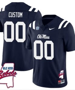 Custom Ole Miss Rebels Jersey Name and Number Football All Stitched Navy Rebels Map