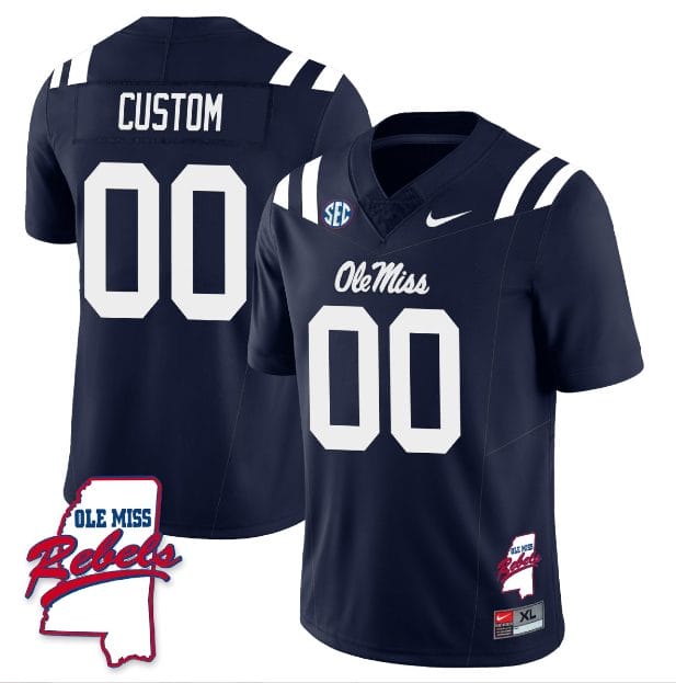 Custom Ole Miss Rebels Jersey Name and Number Football All Stitched Navy Rebels Map 1 Custom Ole Miss Rebels Jersey Name and Number Football All Stitched Navy Rebels Map