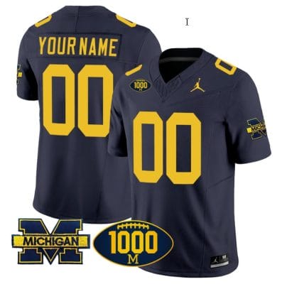 Custom Michigan Wolverines Jersey Name and Number 1000 Wins Patch Vapor College Football Navy 8 Custom Michigan Wolverines Jersey Name and Number 1000 Wins Patch Vapor College Football Navy