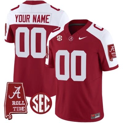 Custom Alabama Crimson Tide Jersey Name and Number Vapor Limited Football Alabama Map Crimson Alternate 8 Custom Alabama Crimson Tide Jersey Name and Number Vapor Limited Football Alabama Map Crimson Alternate