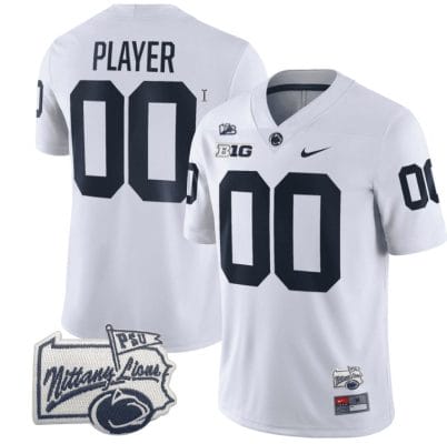 Custom Penn State Nittany Lions Jersey Name and Number PSU Patch College Football All Stitched White