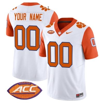 Custom Clemson Tigers Jersey Name and Number Vapor Limited ACC Patch College Football Stitched Orange Sleeves