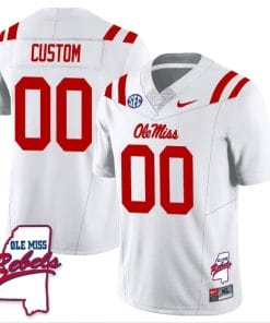 Custom Ole Miss Rebels Jersey Name and Number Football All Stitched White Rebels Map