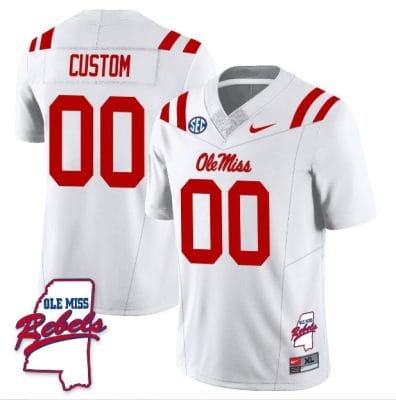 Custom Ole Miss Rebels Jersey Name and Number Football All Stitched White Rebels Map 10 Custom Ole Miss Rebels Jersey Name and Number Football All Stitched White Rebels Map