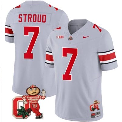 CJ Stroud Jersey #7 Ohio State Buckeyes Mascot Patch College Football Gray