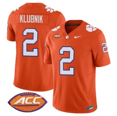Cade Klubnik Jersey #2 Clemson Tigers Vapor Limited Acc Patch College Football Stitched Orange