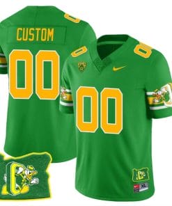 Custom Oregon Ducks Jersey Oregon State Patch Name and Number ‘Mighty Oregon’ Throwback Football Green