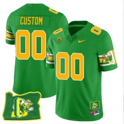 Custom Oregon Ducks Jersey Oregon State Patch Name and Number ‘Mighty Oregon’ Throwback Football Green