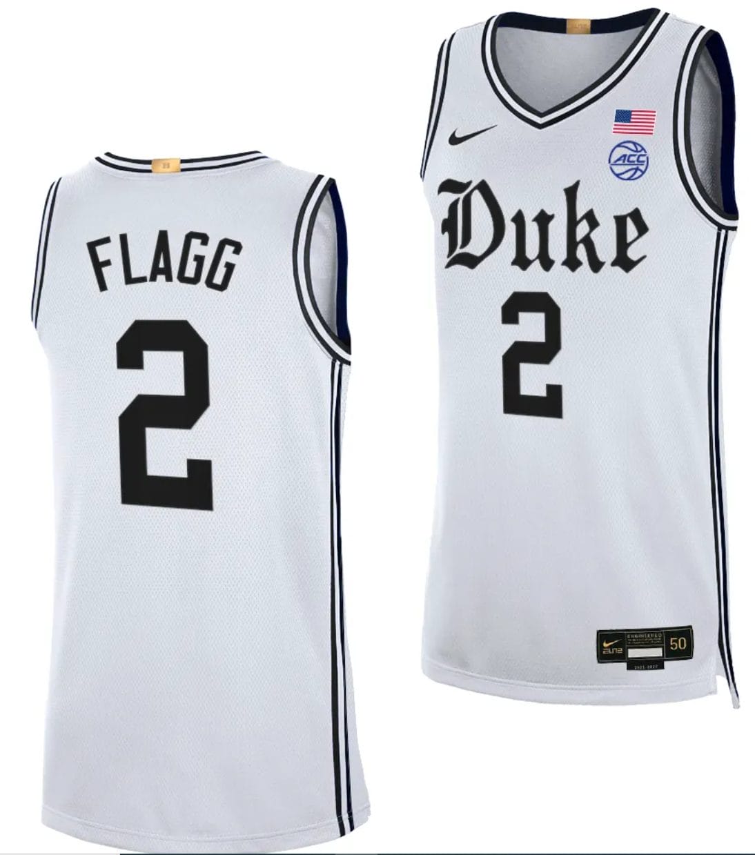 Cooper Flagg Jersey #2 Duke Blue Devils College Basketball White The Brotherhood 1 Cooper Flagg Jersey #2 Duke Blue Devils College Basketball White The Brotherhood