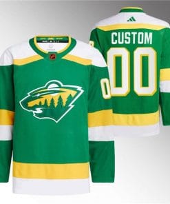Custom Minnesota Wild Jersey Name And Number 2022-23 Green Reverse Retro