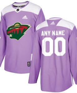 Custom Minnesota Wild Jersey Name And Number Purple Pink Hockey Fights Cancer Practice