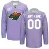 Custom Minnesota Wild Jersey Name And Number Purple Pink Reebok Hockey Fights Cancer Practice