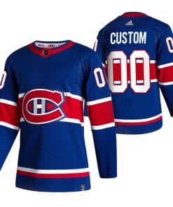 Custom Montreal Canadiens Jersey Name And Number 2020-21 Blue Reverse Retro Alternate NHL