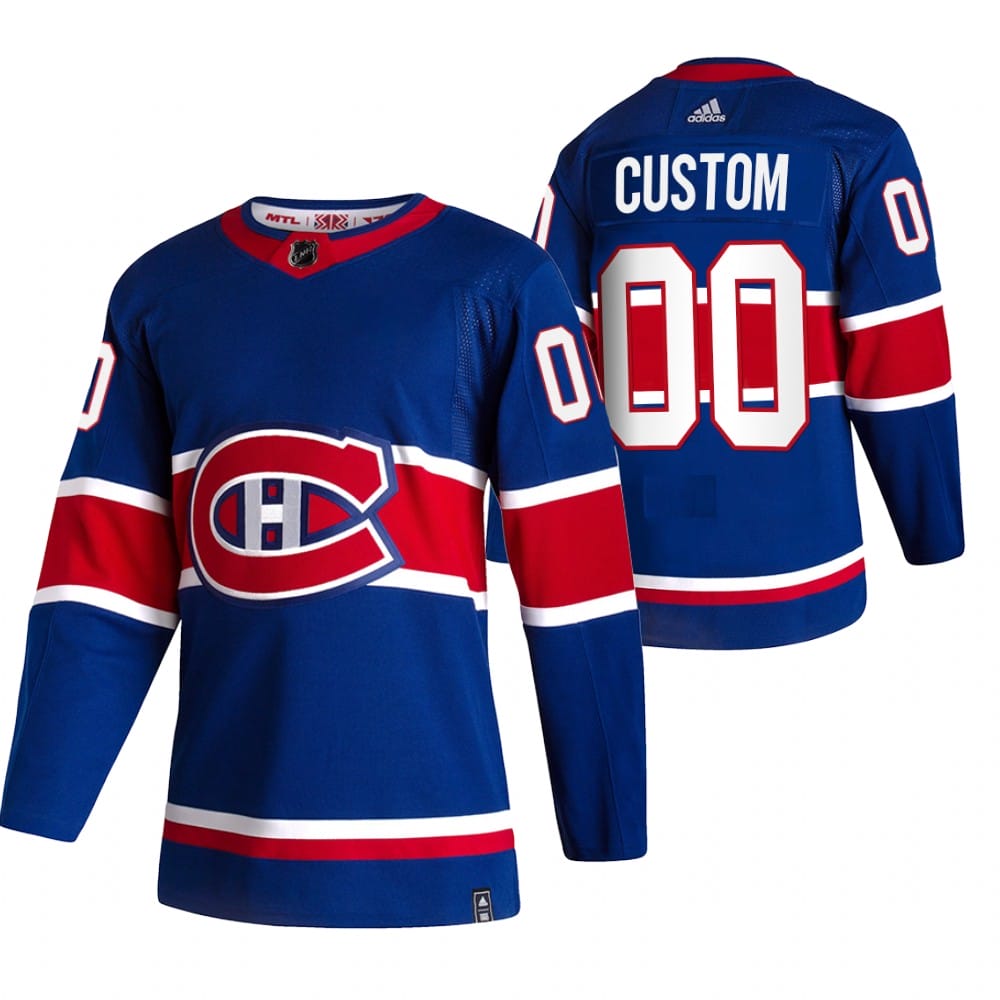 Custom Montreal Canadiens Jersey Name And Number 2020-21 Blue Reverse Retro Alternate NHL 1 Custom Montreal Canadiens Jersey Name And Number 2020-21 Blue Reverse Retro Alternate NHL