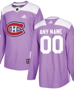 Custom Montreal Canadiens Jersey Name And Number Purple Pink Hockey Fights Cancer Practice