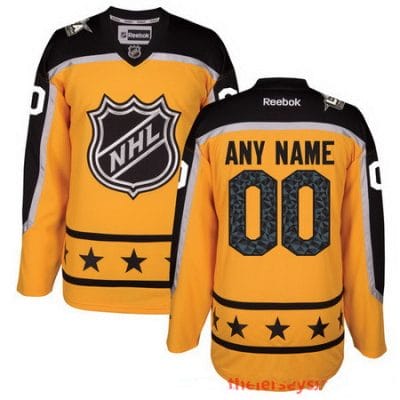 Custom NHL All-Star Jersey Name And Number 2017 Yellow Atlantic Division Reebok Game Hockey