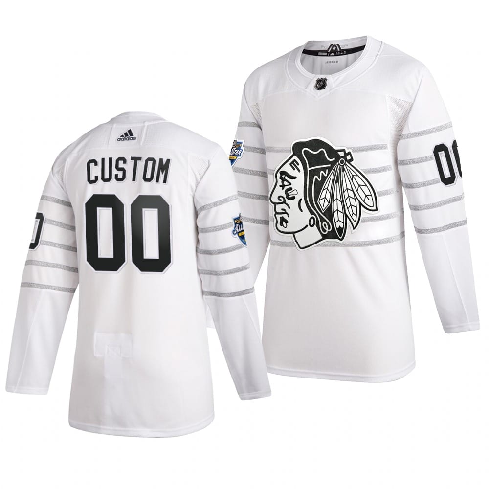 Custom NHL All-Star Jersey Name And Number 2020 White Game Chicago Blackhawks 1 Custom NHL All-Star Jersey Name And Number 2020 White Game Chicago Blackhawks