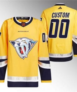 Custom Nashville Predators Jersey Name And Number 2022-23 Gold Reverse Retro
