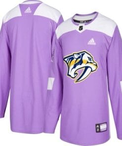 Custom Nashville Predators Jersey Name And Number Purple Pink Hockey Fights Cancer Practice