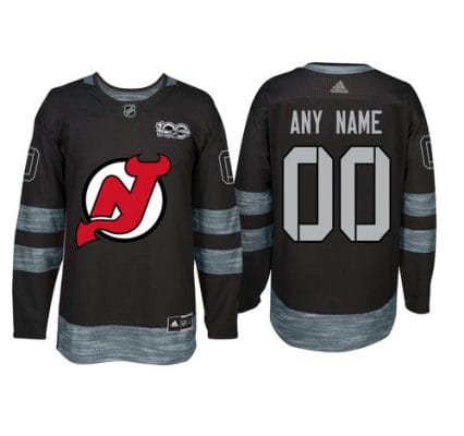 Custom New Jersey Devils Jersey Name And Number 1917-2017 Black 100th Anniversary NHL