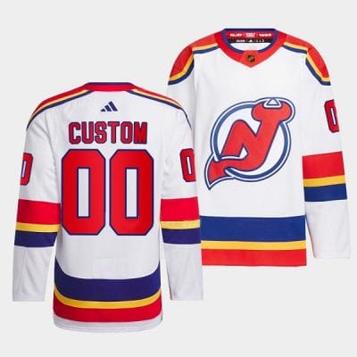 Custom New Jersey Devils Jersey Name And Number 2022-23 White Reverse Retro